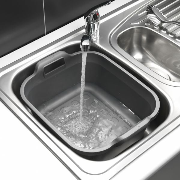 Kovovosivý plastový lavór s dvomi ušami Addis, 39 x 32 x 14 cm-image-1