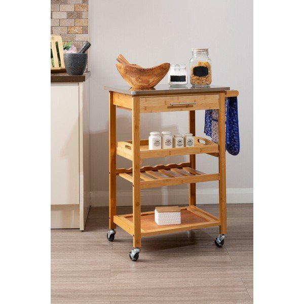 Bambusový servírovací stolík na kolieskach 41x58 cm Harlow – Premier Housewares-image-2