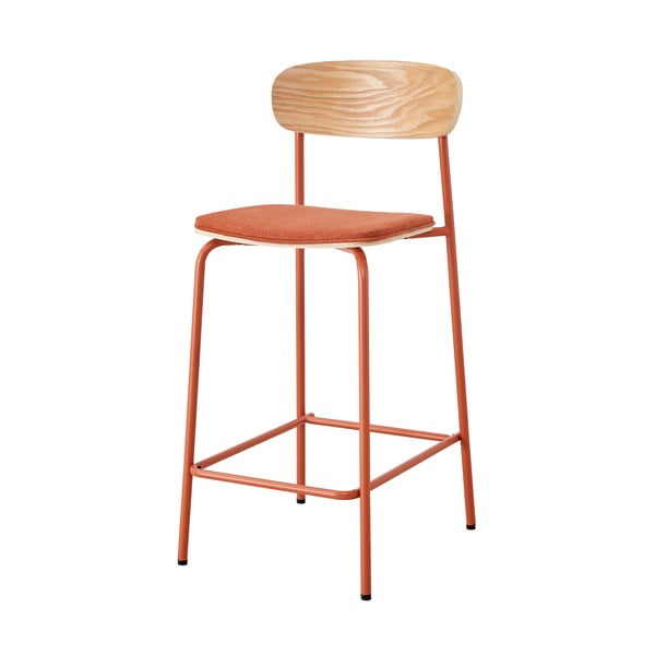 Barové stoličky v súprave 2 ks v červeno-prírodnej farbe (výška sedadla 66 cm) Adriana – Marckeric-image-2