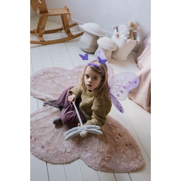 Svetloružovo-béžový prateľný ručne tkaný bavlnený detský koberec 90x120 cm Baby Butterfly – Lorena Canals-image-3