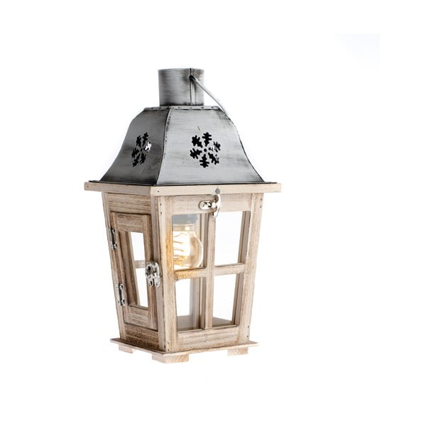 Drevený lampáš s LED osvetlením Dakls Snowflake