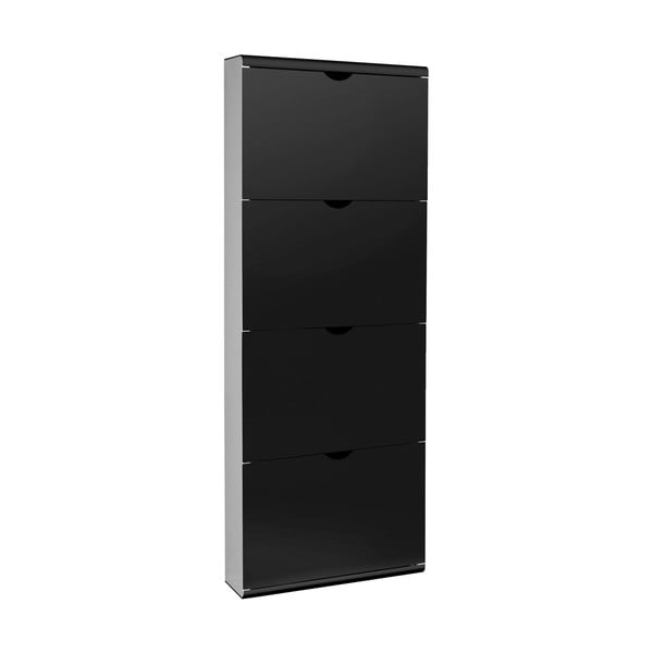 Čierny kovový výklopný botník 51x138x16 cm – Household Pleasure