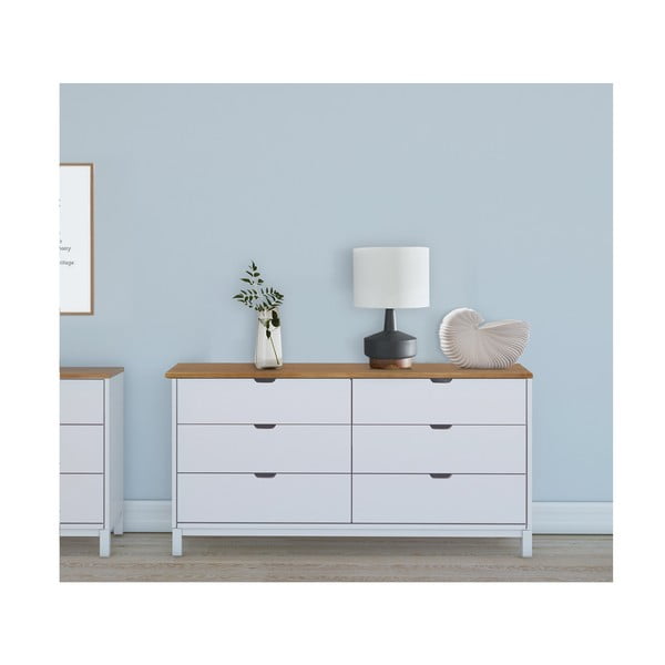 Biela nízka komoda z borovicového dreva 150x75 cm Post – Støraa-image-1