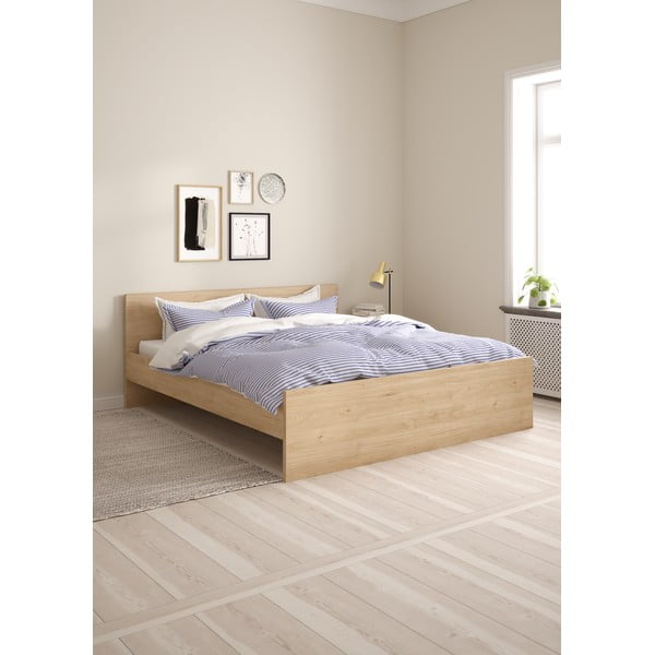 Dvojlôžková posteľ v dekore duba bez roštu 180x200 cm v prírodnej farbe Naia – Tvilum-image-1