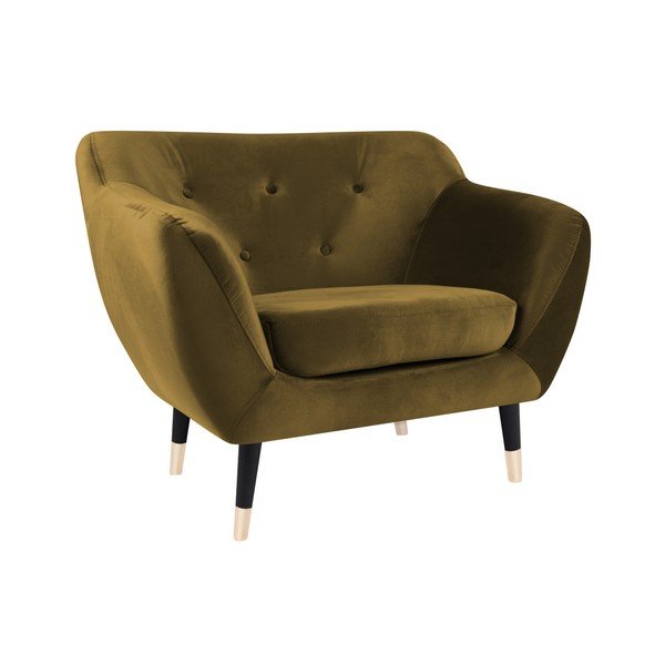Horčicovožlté kreslo s čiernymi nohami Mazzini Sofas Amelie-image-2
