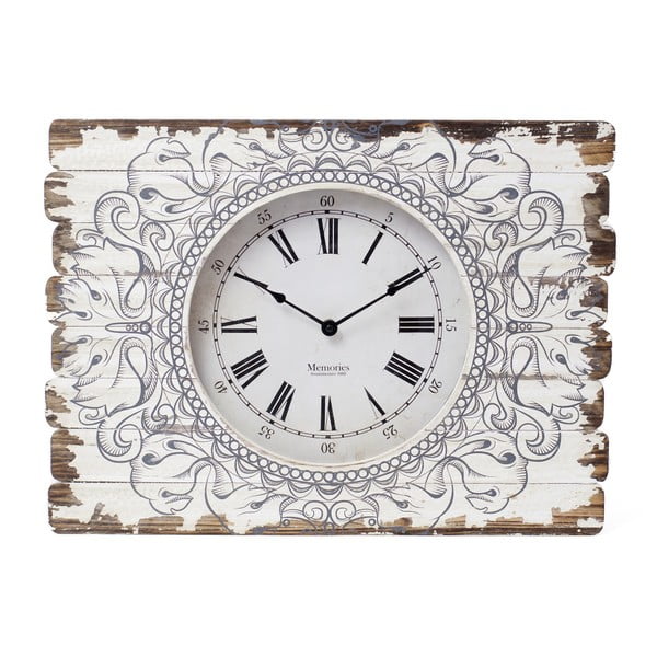 Hnedo-biele hodiny so vzorom Ego Dekor, 54  ×  50 cm