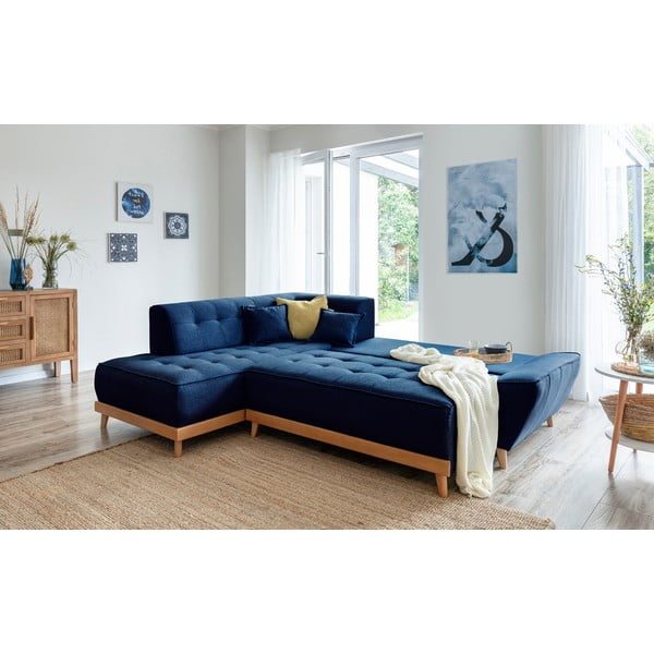 Námorníckymodrá rozkladacia rohová pohovka Miuform Dazzling Daisy L, ľavý roh-image-4