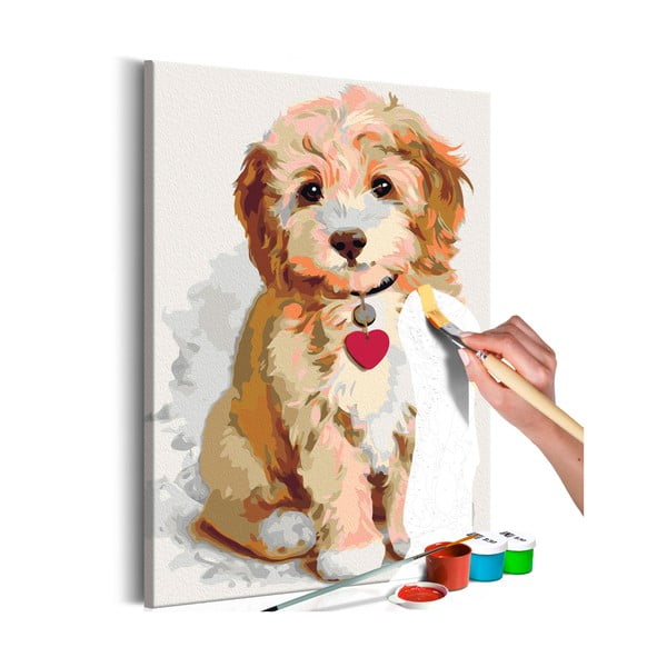 DIY set na tvorbu vlastného obrazu na plátne Artgeist Puppy, 40 × 60 cm