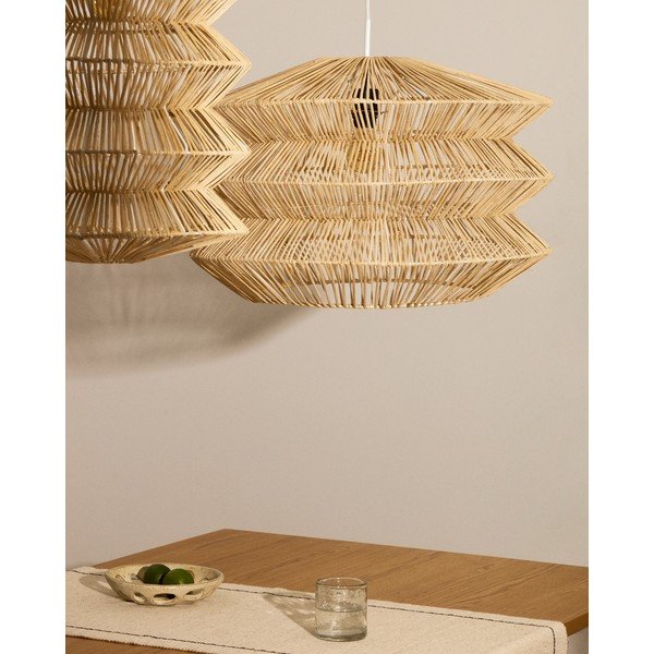 Závesné svietidlo v prírodnej farbe s ratanovým tienidlom Dakit – Kave Home-image-3