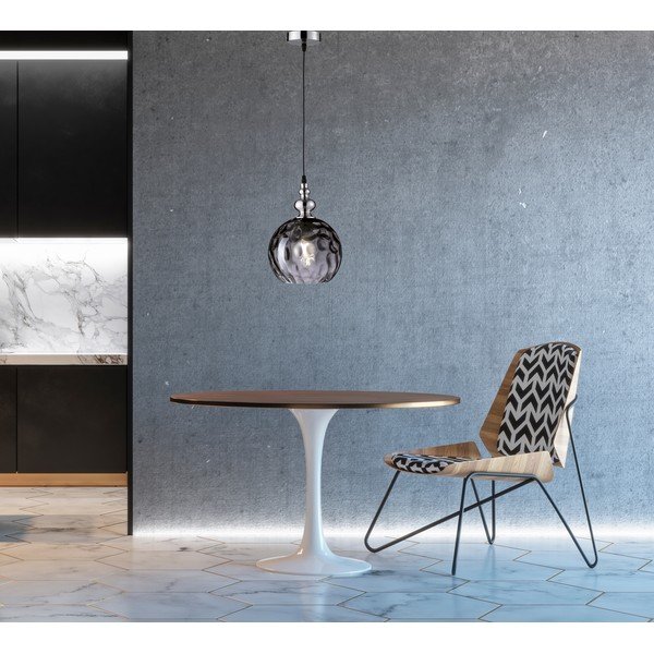 Čierne závesné svietidlo so skleneným tienidlom Uller – Fischer & Honsel-image-1