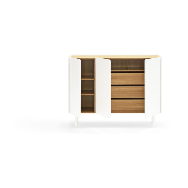 Biela nízka komoda v dekore duba 110x85 cm Arista – Teulat-image-4