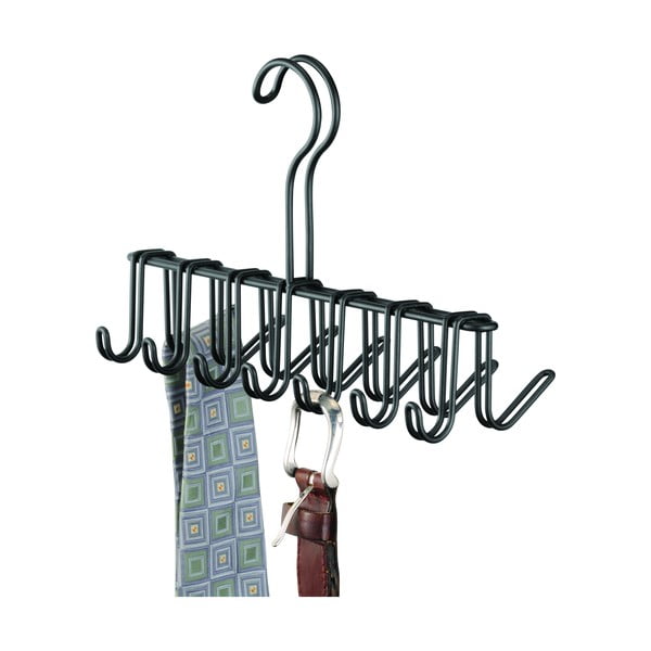 Čierny kovový vešiak na kravaty a opasky iDesign Classico, 17 x 25 cm-image-2