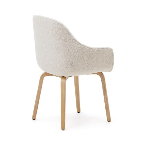 Biele čalúnené jedálenské kreslo Aleli – Kave Home-image-4