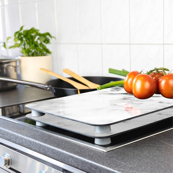 Súprava 2 sklenených krytov na sporák Wenko Marble, 52 × 30 cm-image-1