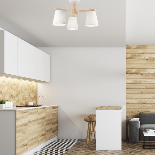 Biele stropné svietidlo s textilným tienidlom ø 15 cm Ellie – LAMKUR-image-1