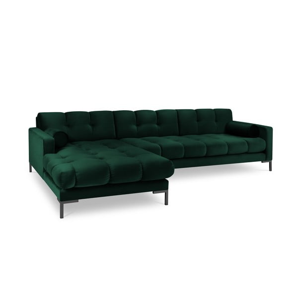 Tmavozelená zamatová rohová pohovka Cosmopolitan Design Bali, ľavý roh-image-2