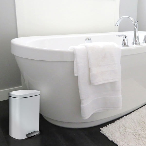 Matne biely nášľapný oceľový odpadkový kôš 5 l Akira – Spirella-image-2