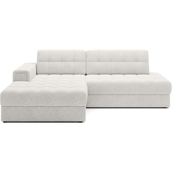 Krémovobiela rozkladacia rohová pohovka z textílie buklé (ľavý roh/s leňoškou) Blezalt – ELTAP