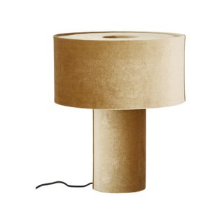 Horčicovožltá zamatová stolová lampa Westwing Collection Frida, výška 36 cm