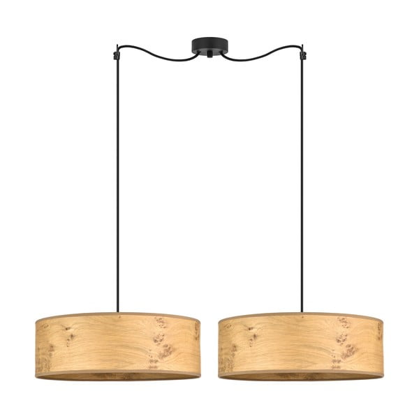 Béžové dvojramenné závesné svietidlo z drevenej dyhy Sotto Luce Ocho XL, ⌀ 45 cm