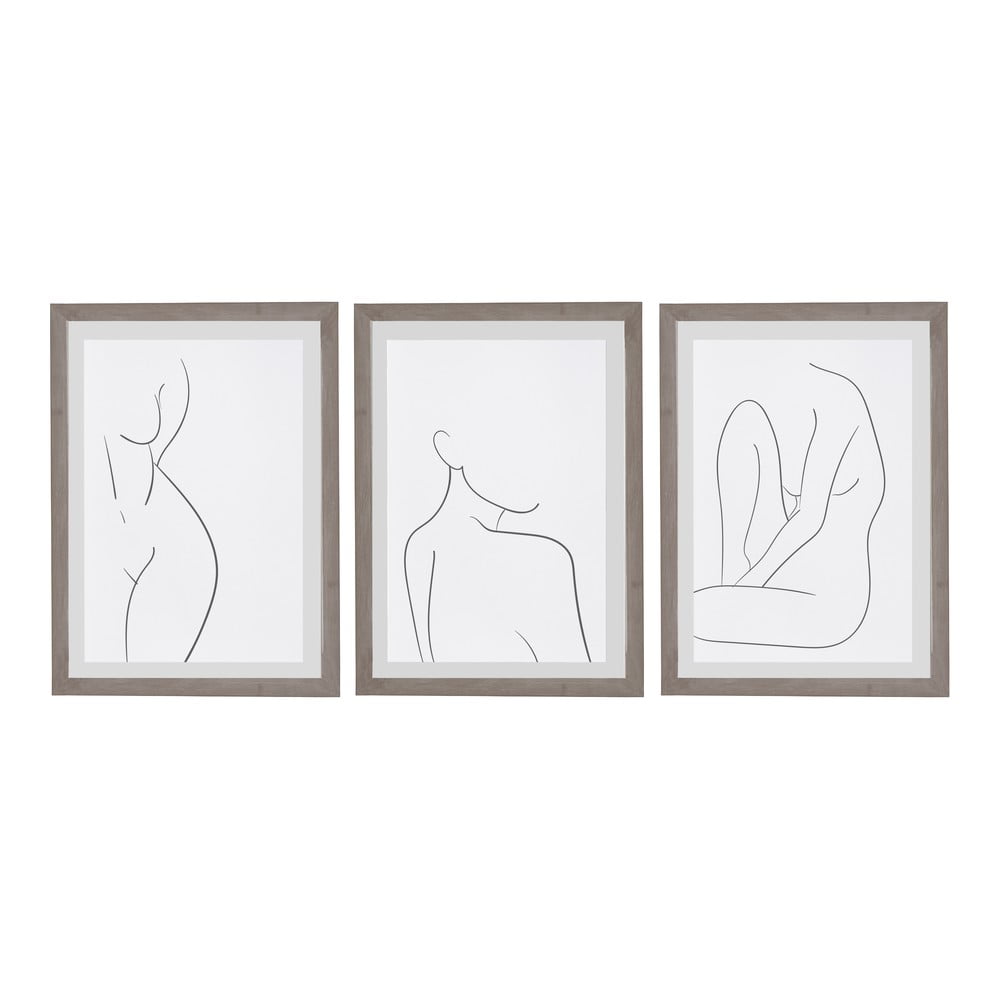 Súprava 3 nástenných obrazov v ráme Surdic Body Studies, 30 x 40 cm