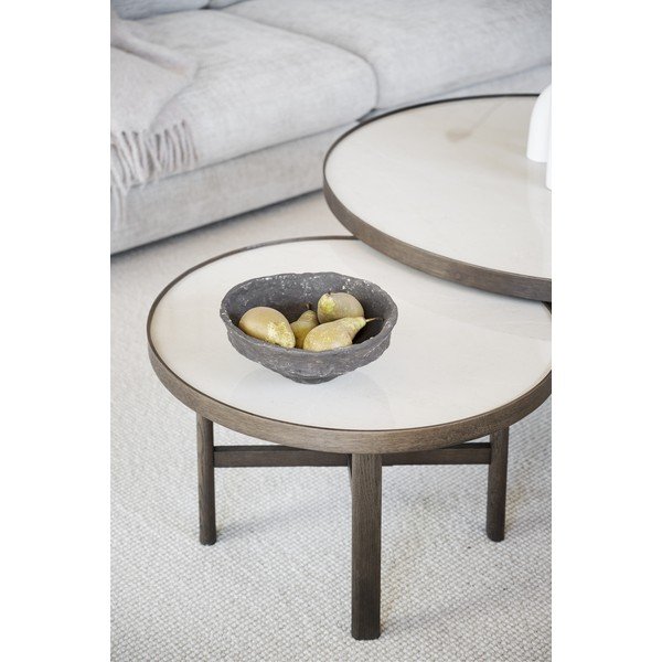 Tmavohnedý okrúhly konferenčný stolík s keramickou doskou 60x60 cm Marsden – Rowico-image-3