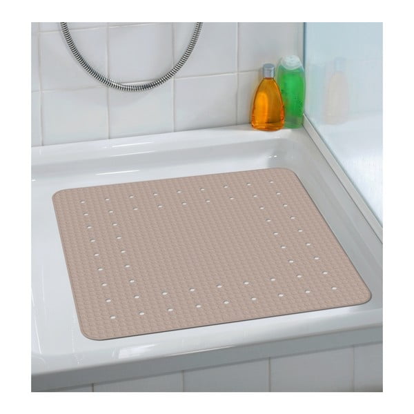 Sivobéžová protišmyková kúpeľňová podložka Wenko Mirasol, 54 × 54 cm-image-2