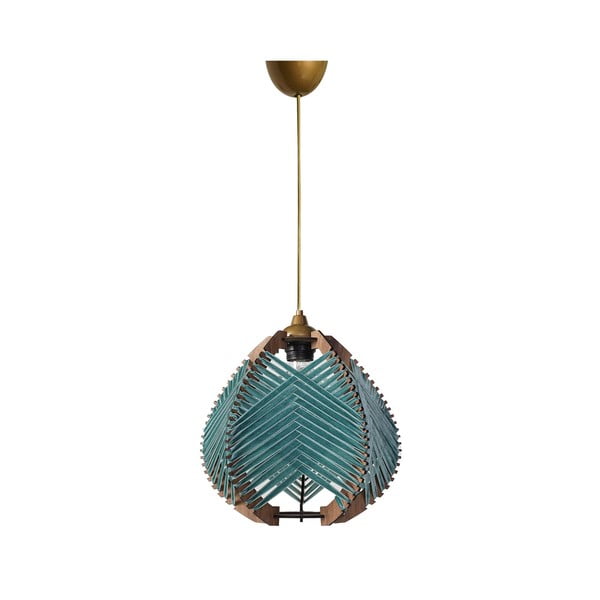 Modré/v prírodnej farbe závesné svietidlo s textilným tienidlom ø 25 cm Yola – Opviq lights