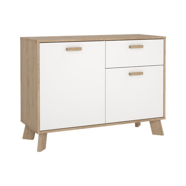 Biela/v prírodnej farbe komoda v dekore duba 99x73x39 cm Ikast – Tvilum-image-4