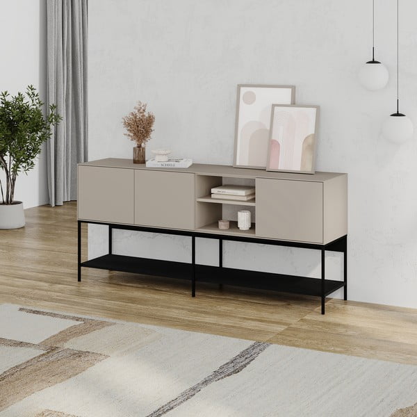 Čierno-krémová komoda 180x80x40 cm Amira – Marckeric-image-2