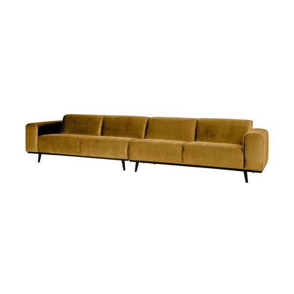 Medovožltá zamatová pohovka BePureHome Statement, 372 cm-image-1