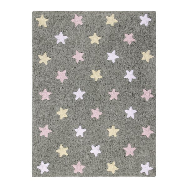 Sivý bavlnený ručne vyrobený koberec Lorena Canals Tricolor Stars, 120 x 160 cm