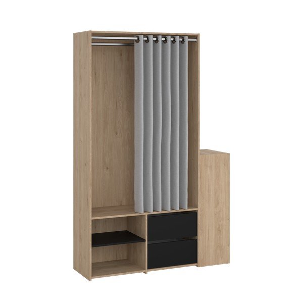 Predsieňová zostava v dekore duba v čierno-prírodnej farbe Kit – Tvilum-image-4