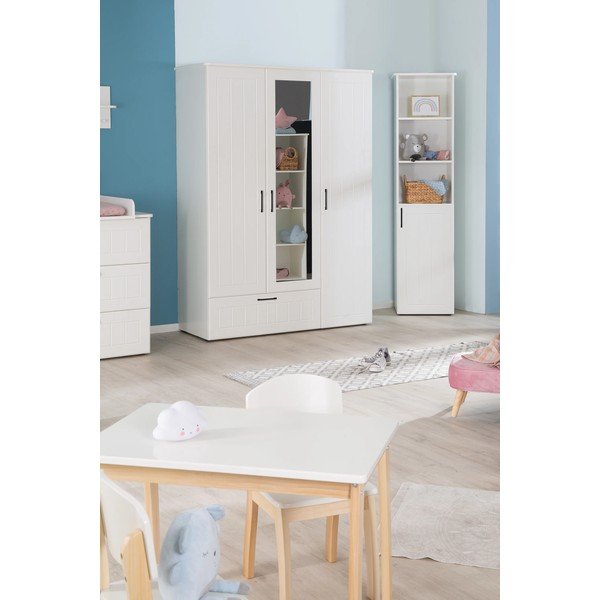 Biela detská šatníková skriňa so zrkadlom 139x190 cm Sylt – Roba-image-4