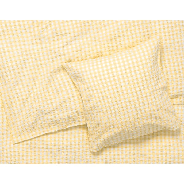 Žlto-biele krepové obliečky na jednolôžko 140x200 cm Bæk&Bølge – JUNA-image-1