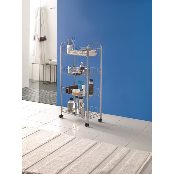 Kovový pojazdný regál v striebornej farbe 41x84 cm Ascona – Metaltex-image-2