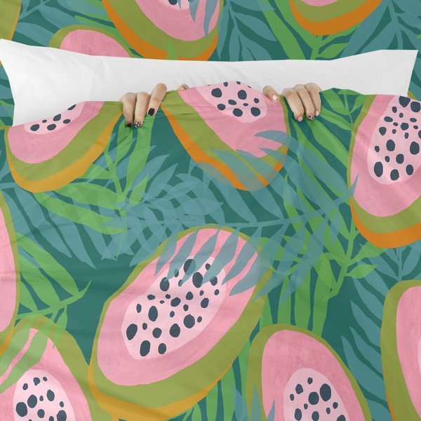 Zelená/ružová obliečka na perinu na jednolôžko 140x200 cm Papaya – Aware-image-4