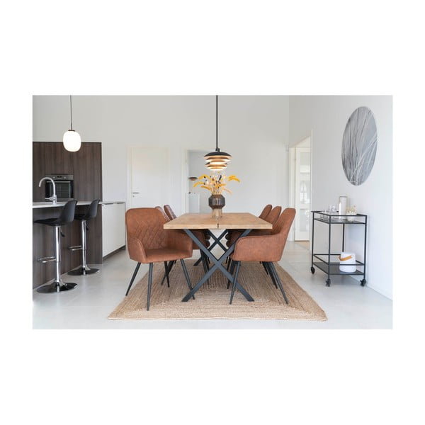 Hnedé čalúnené jedálenské kreslá v súprave s podrúčkami 2 ks Harbo – House Nordic-image-3