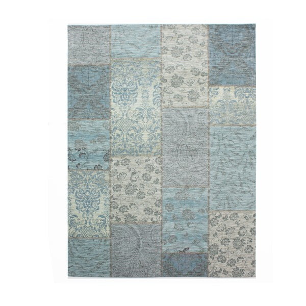 Modrosivý koberec Flair Rugs Patchwork Chenille Duck Egg, 120 × 170 cm
