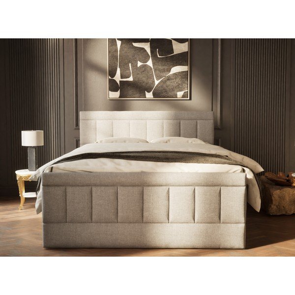 Sivá boxspring posteľ s úložným priestorom 180x200 cm Caya – Maison de Rêve-image-4