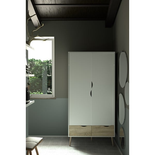 Biela šatníková skriňa Tvilum Oslo, 99 x 200 cm-image-1