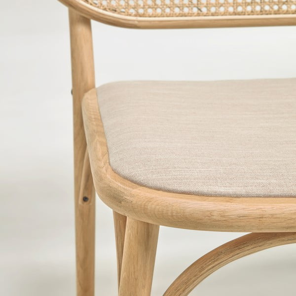 Kreslo s výpletom z trstinového výpletu v béžovo-prírodnej farbe Doriane – Kave Home-image-4