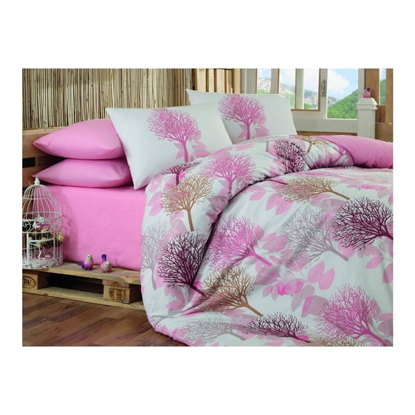 Ružové obliečky s plachtou Lorella, 160x220 cm