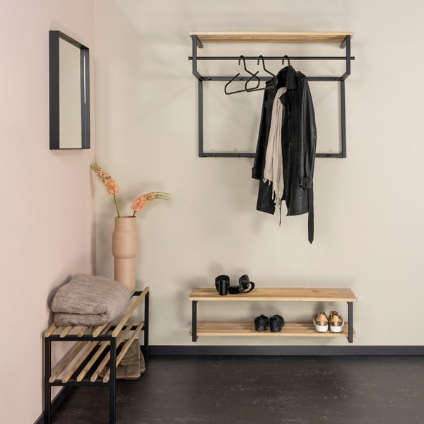 Čierna/v prírodnej farbe kovová závesná skrinka na topánky 100x26x34 cm Marco – Spinder Design-image-1