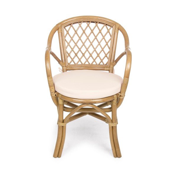 Drevená/ratanová záhradná stolička v prírodnej farbe Athina – Bizzotto-image-2