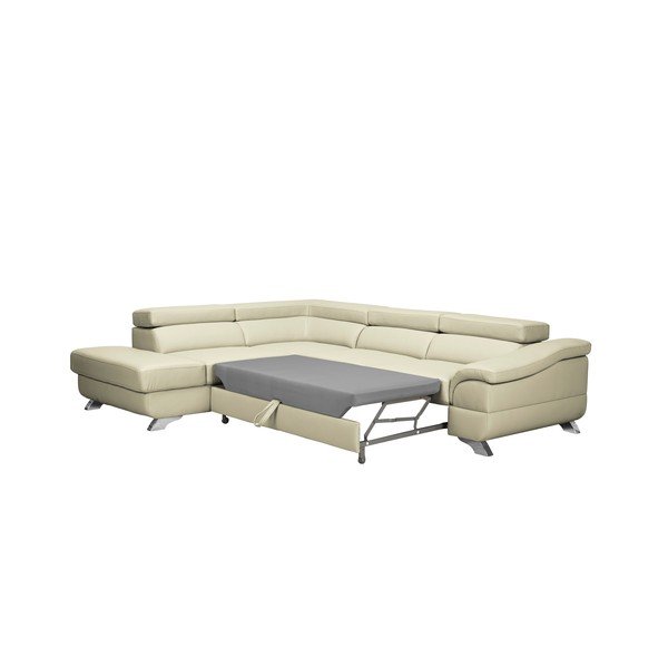 Béžová kožená rozkladacia rohová pohovka Windsor & Co Sofas Gamma, ľavý roh-image-3