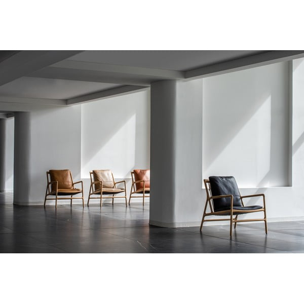 Kožené kreslo v čierno-prírodnej farbe Dedo - Gazzda-image-2