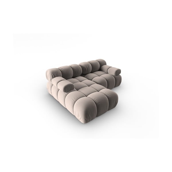 Svetlohnedá zamatová modulárna rohová pohovka (ľavý roh) Bellis – Micadoni -image-4