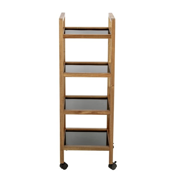 Čierny/v prírodnej farbe kúpeľňový regál z masívu akácie 35x101,5 cm Fondi – Wenko-image-3