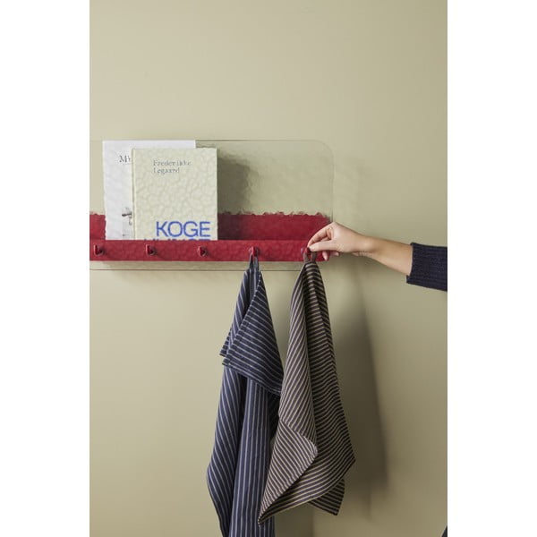 Červený kovový nástenný vešiak s poličkou Shack - Hübsch-image-1